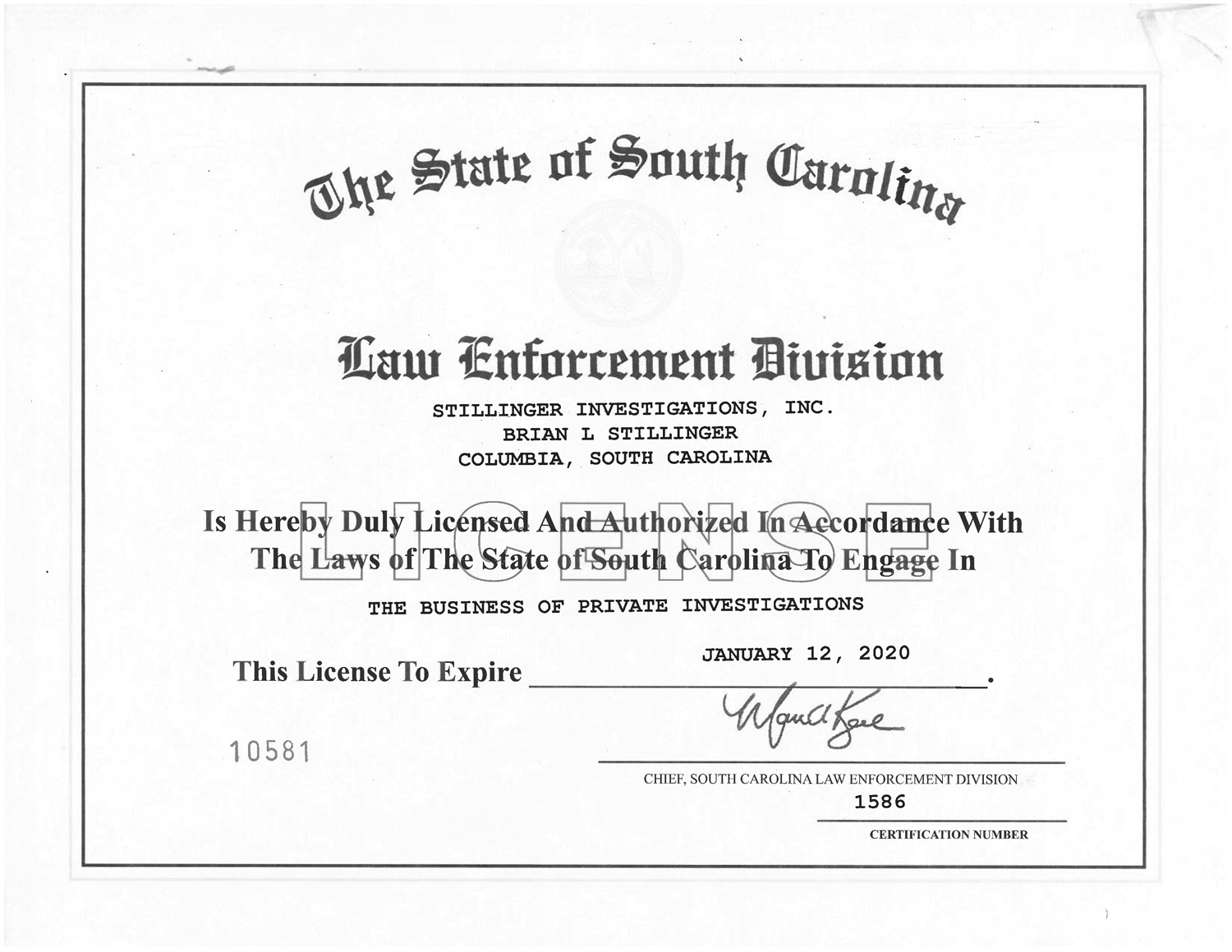 Registered Private Investigator